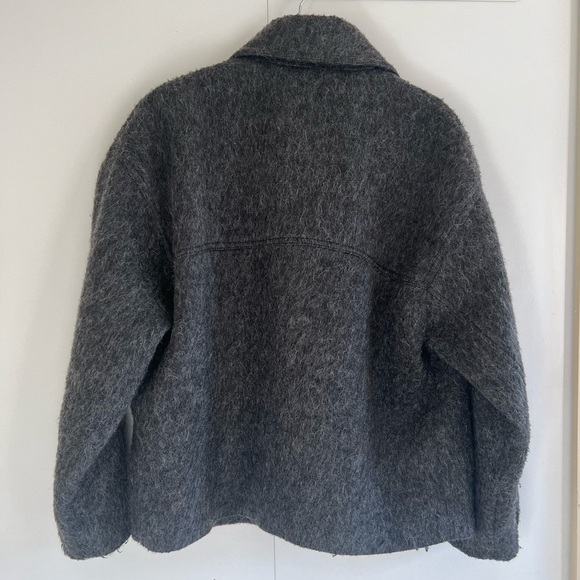 Mango Dark Grey Buttoned Short Coat Jacket - Picture 8 of 9